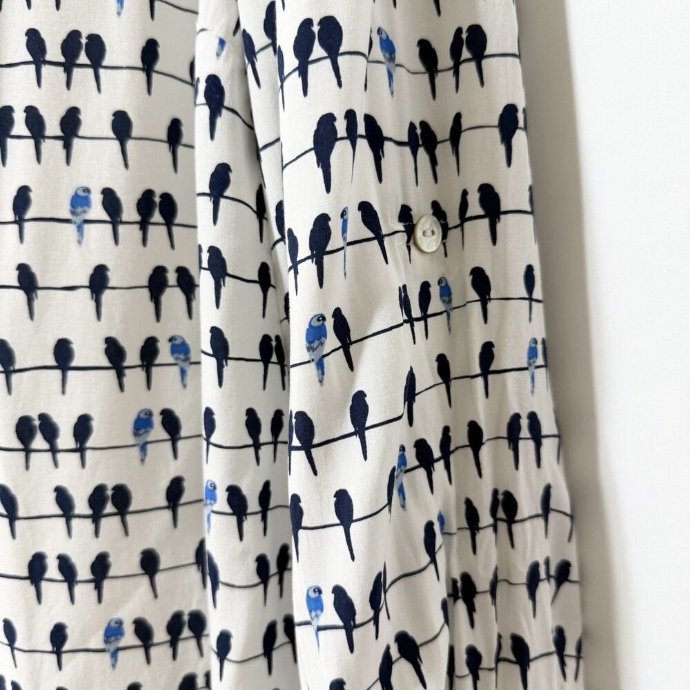 Jane and Delancey Womens Plus 1X Bird Print Button Up Shirt Roll Tab Sleeve Top - Picture 4 of 11
